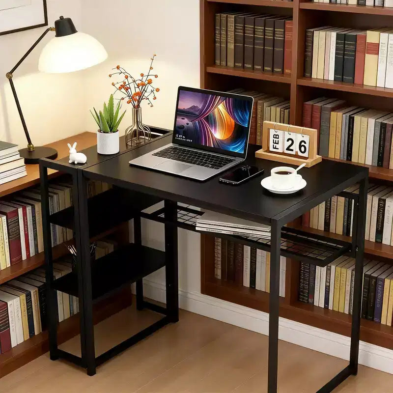 Bureau pliant de 89 cm avec étagère de rangement pour chambre et bureau à domicile
