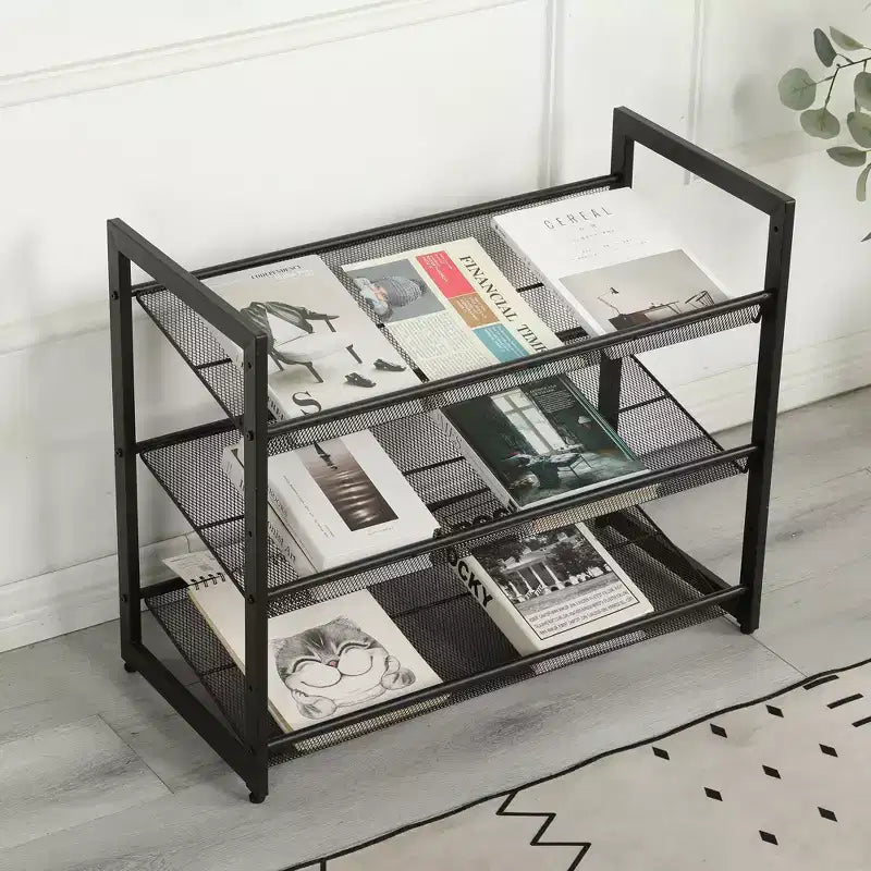 VIYET 24 Range-chaussures en métal réglable noir à 3 niveaux, organiseur de rangement autoportant avec 4 embouts antidérapants pour entrée, porte d'entrée