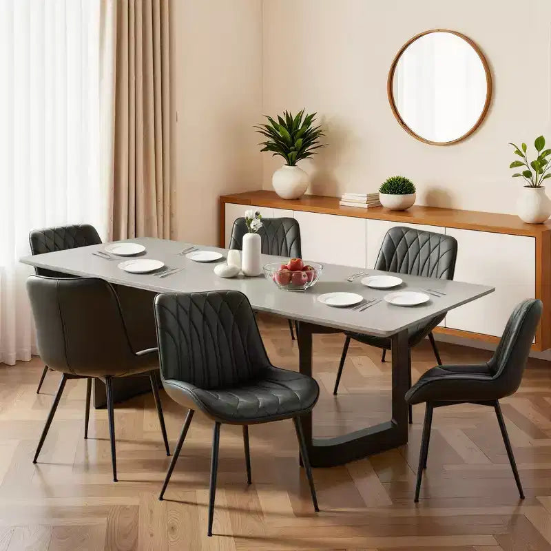Lot de 2 chaises de salle à manger, chaises de salle à manger modernes avec coussins épais, assise rembourrée en similicuir et pieds en métal robustes