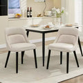 Set of 2 Modern Upholstered Dining Chairs. Mid-Century Linen Accent Chairs with Padded Seat and Firm Wood Legs for Kitchen Dining Living Room