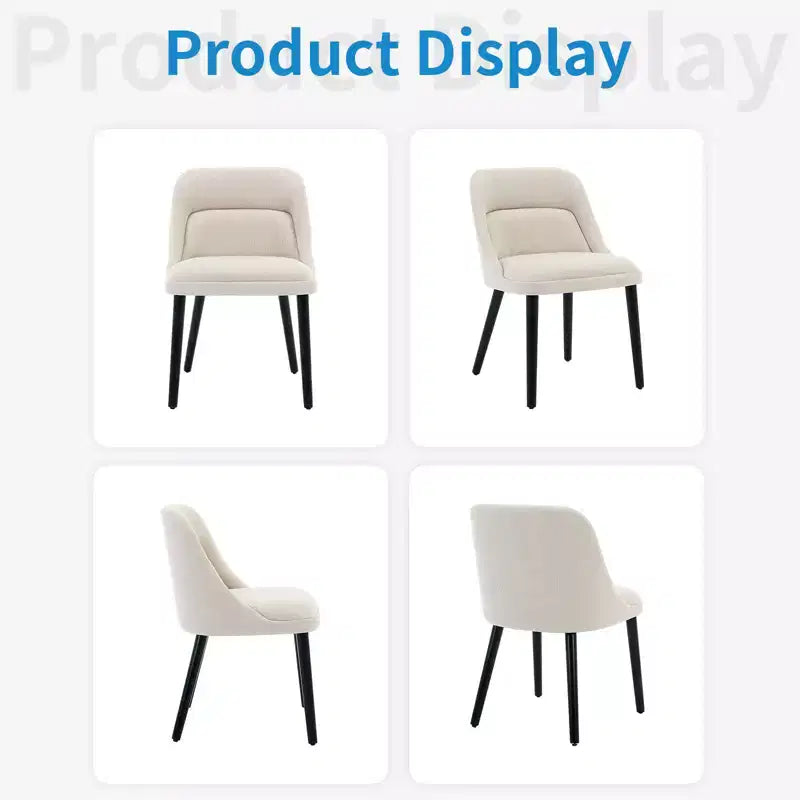 Lot de 2 chaises de salle à manger modernes rembourrées. Chaises d'appoint scandinaves en lin avec assise rembourrée et pieds en bois robustes pour cuisine, salle à manger, salon