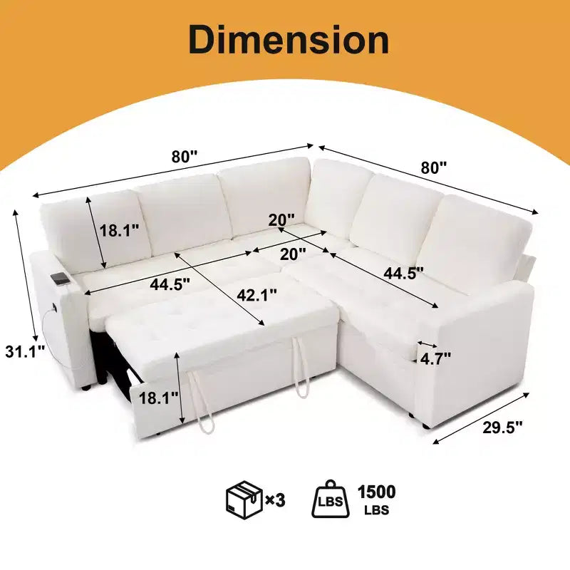 Canapé convertible 5 places Dyonery, canapé modulable, Chenille de haute qualité, avec espace de rangement dissimulé