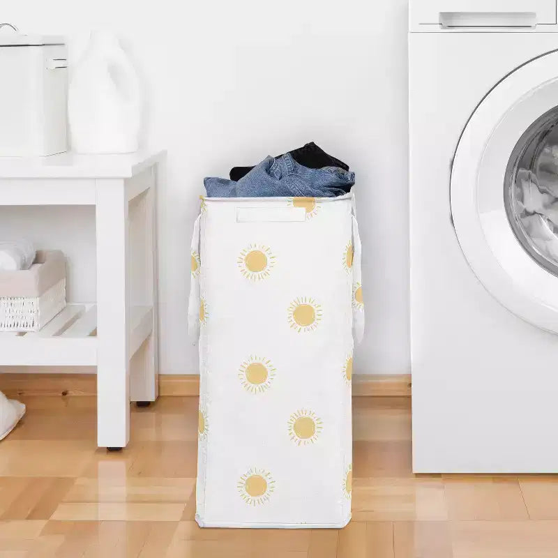 Sweet Jojo Designs - Panier à Linge Pliable avec Poignées pour Garçon, Fille, Unisexe/Neutre, Motif Soleil Bohème Jaune et Blanc