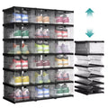 Shoe Boxes,Stackable Shoe Storage Organizer, Set of 2 Integraed Shoe Cabinets, Foldable and Portable