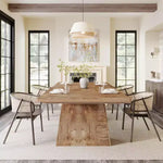 Table à manger rectangulaire avec double piédestal Brown Farmhouse, 4 places