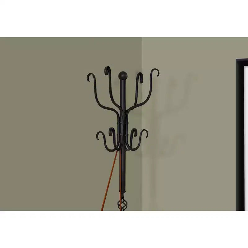 Porte-manteau autoportant en métal noir avec 8 crochets