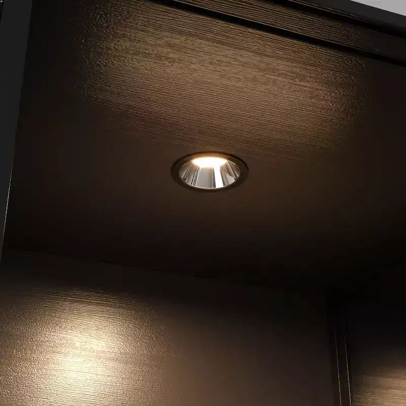 Buffet Hitow surdimensionné noir avec rangement pour vin et cuisine, portes coulissantes en verre, spots LED, grand garde-manger pour salle à manger