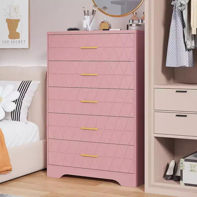 Commode en bois multifonctionnelle à 5 tiroirs, commode autonome et table de chevet, armoire de rangement pour chambre à coucher, couloir, placard