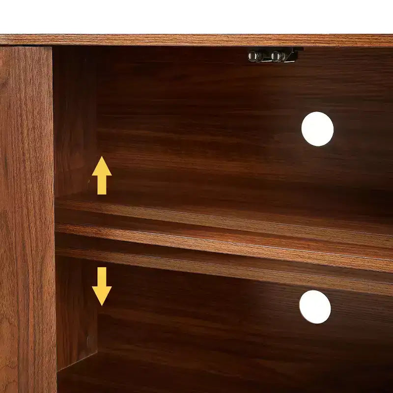 Buffet en noyer à motif ondulé, 162,5 cm (L) x 38 cm (P) x 61 cm (H)