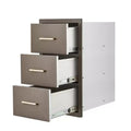 Outdoor Kitchen Drawers 16 W x 28.5 H x 20.5 D, Flush Mount Triple Access BBQ Drawers with Stainless Steel Handle for Outdoor Kitchens, BBQ Island