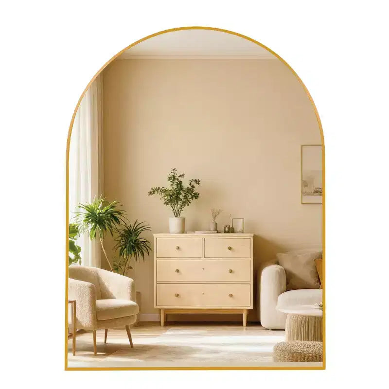 Miroir de salle de bain mural arqué encadré en métal 30x36 pouces