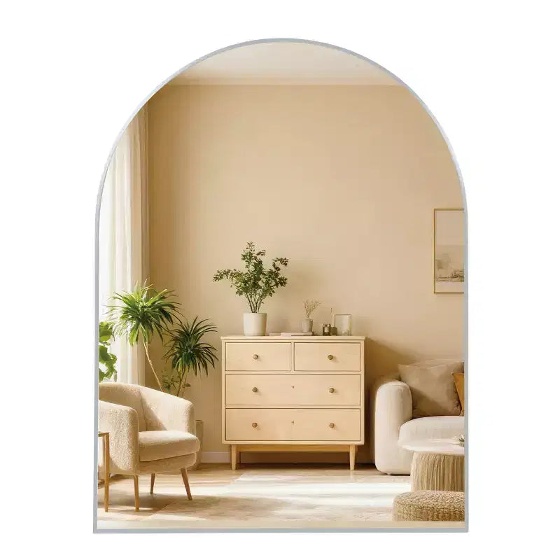 Miroir de salle de bain mural arqué encadré en métal 30x36 pouces