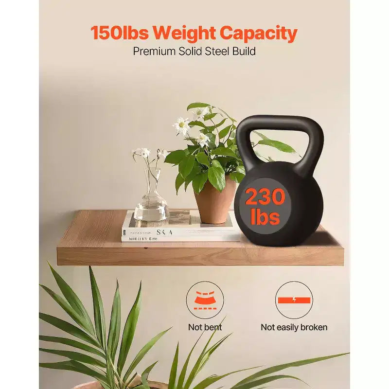Support d'Étagère Flottante VEVOR, 1 Unité, Capacité de Charge 104 kg, 1092,2x157,4x38,1 mm, Fixation Murale Dissimulée Robuste, Noir