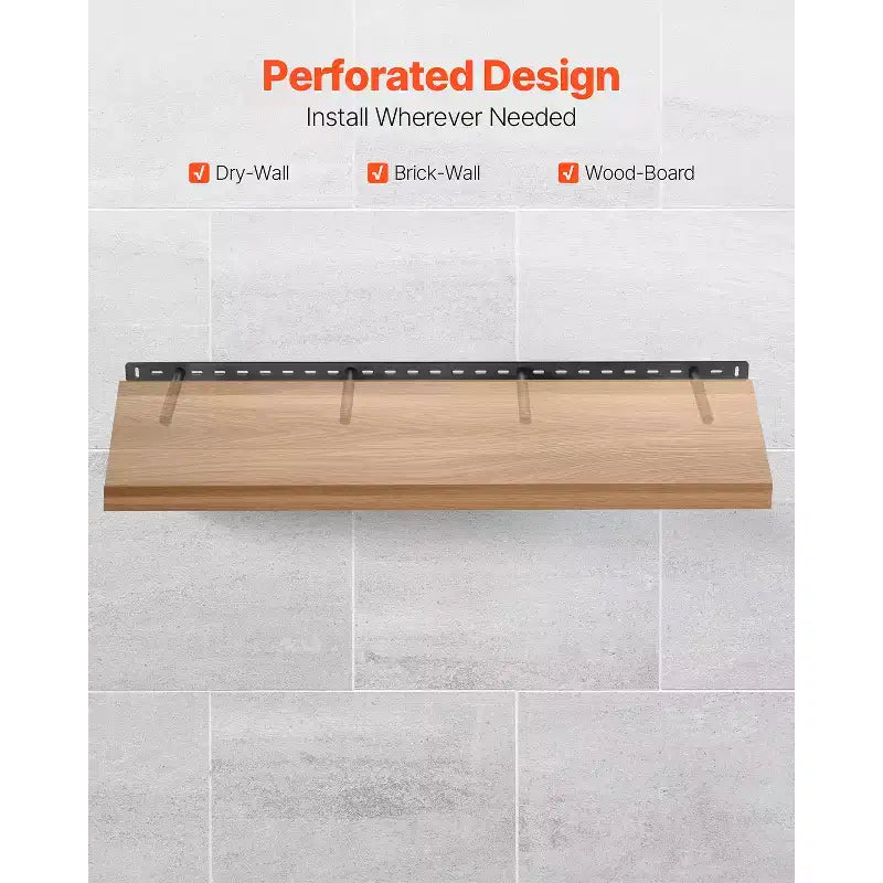 Support d'Étagère Flottante VEVOR, 1 Unité, Capacité de Charge 104 kg, 1092,2x157,4x38,1 mm, Fixation Murale Dissimulée Robuste, Noir