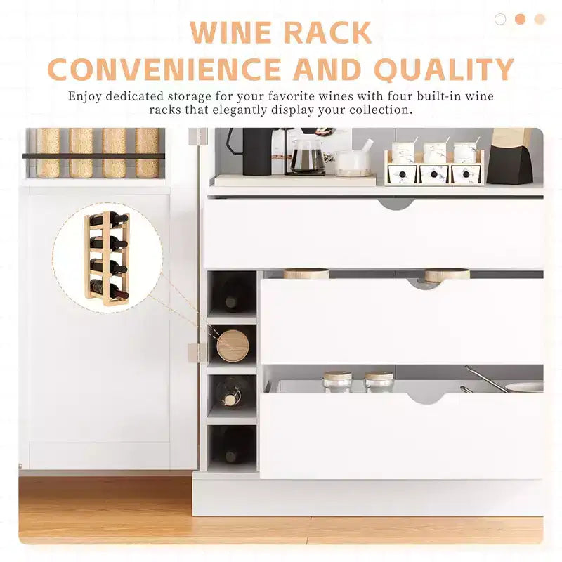Armoire de cuisine autoportante de 195,5 cm de hauteur avec étagères réglables — Bleu / Gris / Blanc, assemblage par 1 personne