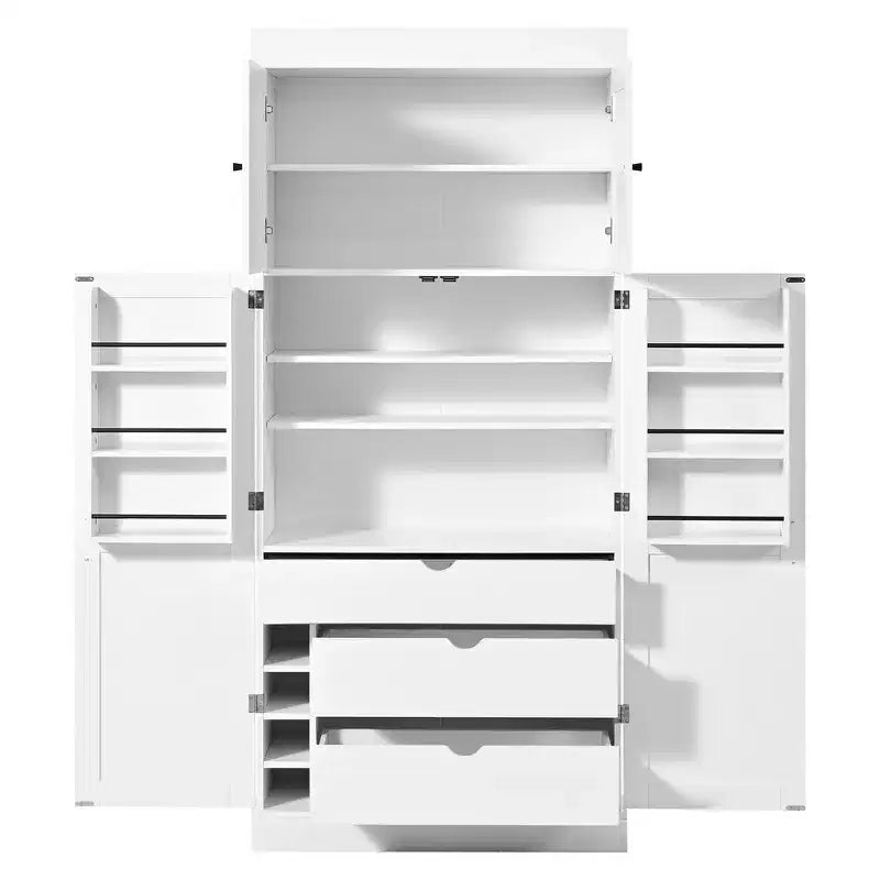 Armoire de cuisine autoportante de 195,5 cm de hauteur avec étagères réglables — Bleu / Gris / Blanc, assemblage par 1 personne