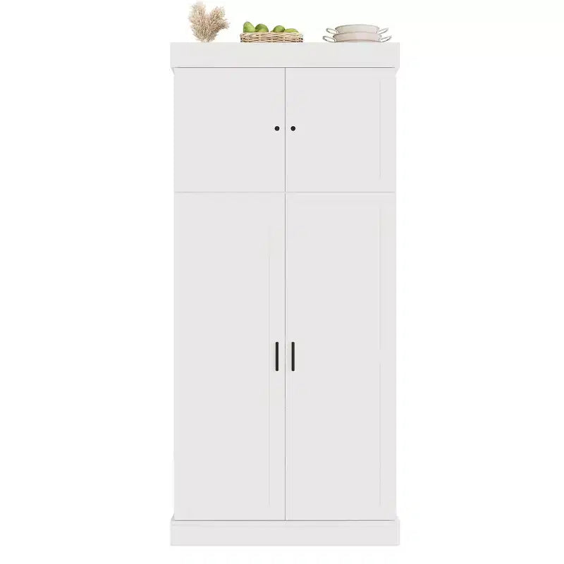 Armoire de cuisine autoportante de 195,5 cm de hauteur avec étagères réglables — Bleu / Gris / Blanc, assemblage par 1 personne