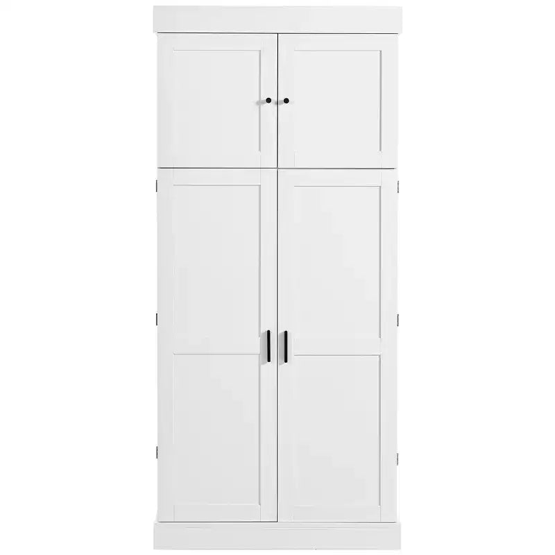 Armoire de cuisine autoportante de 195,5 cm de hauteur avec étagères réglables — Bleu / Gris / Blanc, assemblage par 1 personne