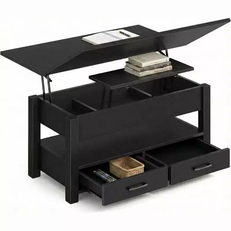 Split Lift Top Coffee Table, Large Coffee Table with Hidden Compartment, Storage Coffee Table for Living Room, Modern Design