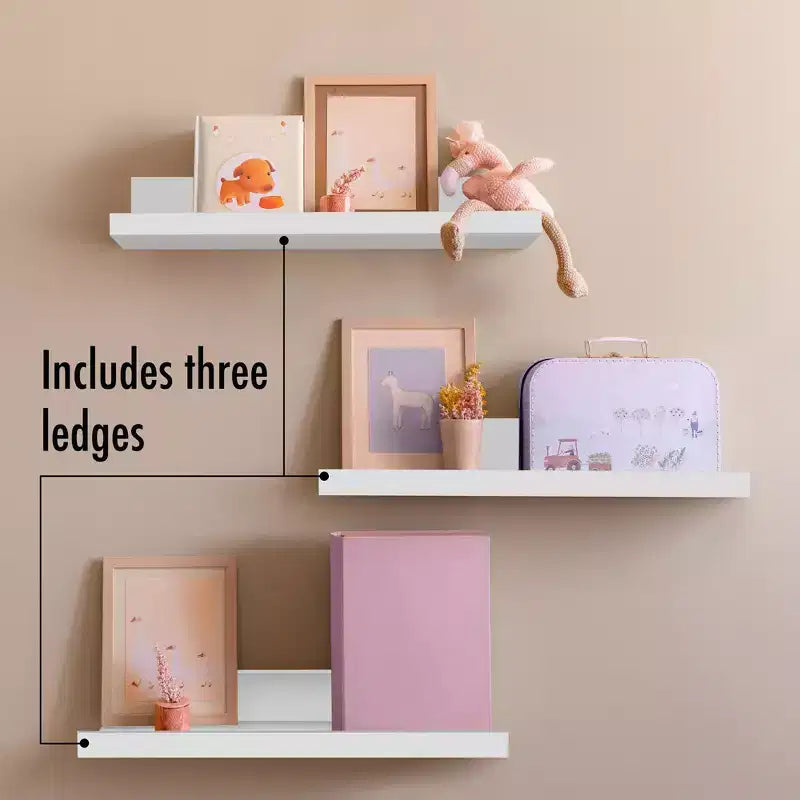 Americanflat Lot de trois étagères murales flottantes de 14 pouces - Blanches