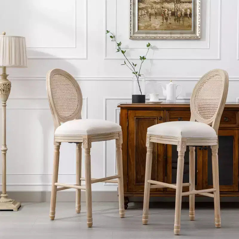 GDFStudio Provence French Country Fabric Upholstered Barstools (Set of 2)