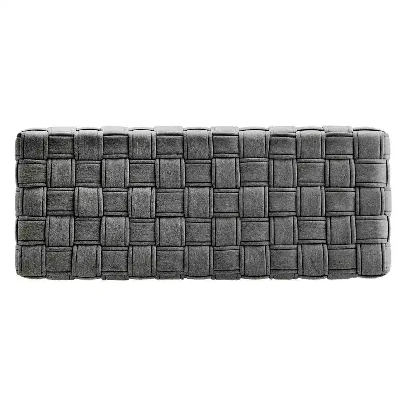Banc Tressé Fini Noyer – Beige / Gris Foncé, 2 Places