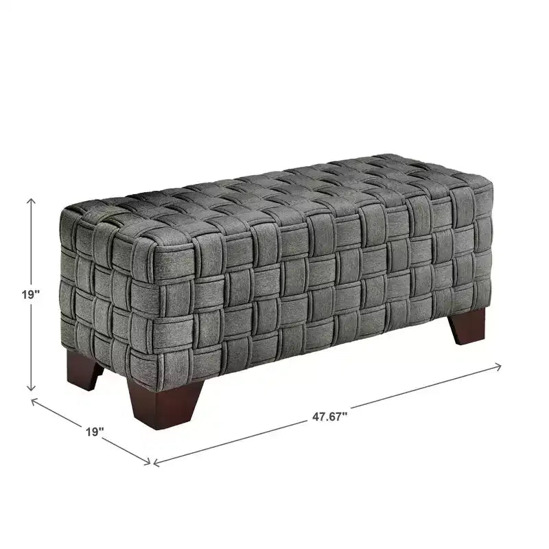 Banc Tressé Fini Noyer – Beige / Gris Foncé, 2 Places