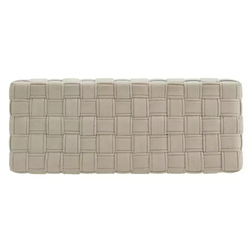 Banc Tressé Fini Noyer – Beige / Gris Foncé, 2 Places
