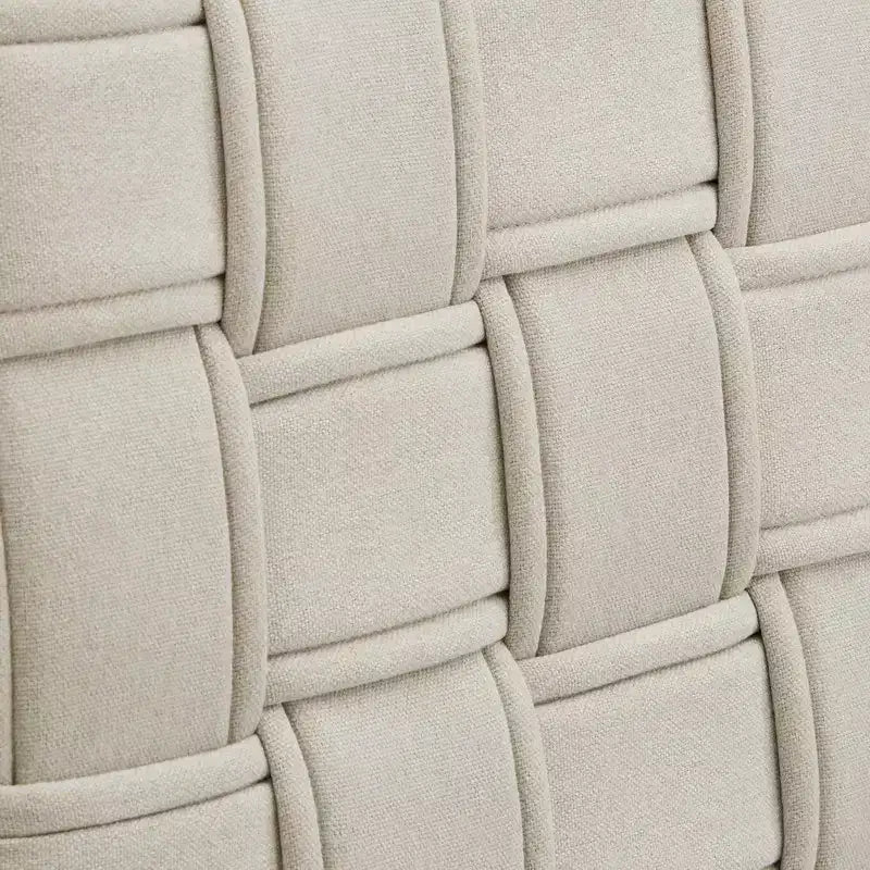 Banc Tressé Fini Noyer – Beige / Gris Foncé, 2 Places
