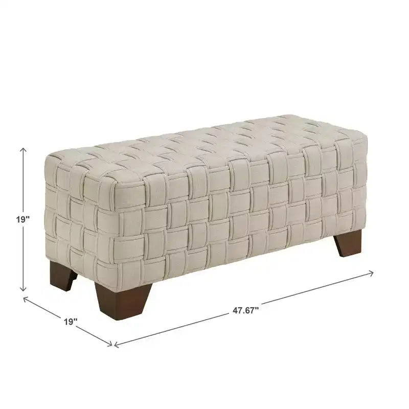 Banc Tressé Fini Noyer – Beige / Gris Foncé, 2 Places