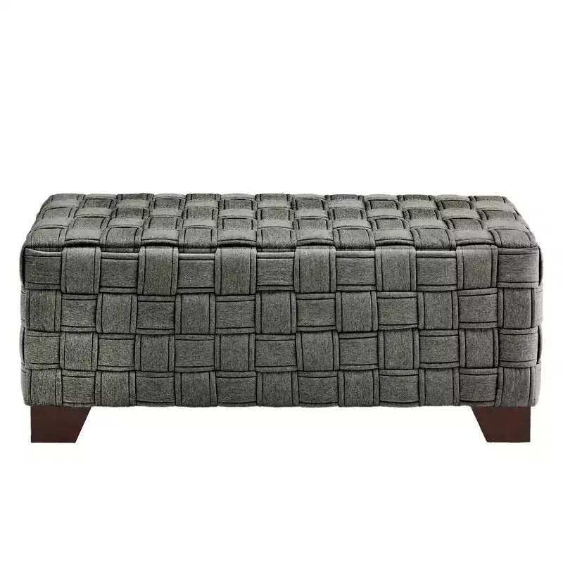 Banc Tressé Fini Noyer – Beige / Gris Foncé, 2 Places