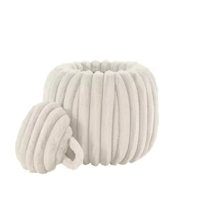 Pouf de rangement en tissu douillet Merced Plush Furry Channel - iNSPIRE Q