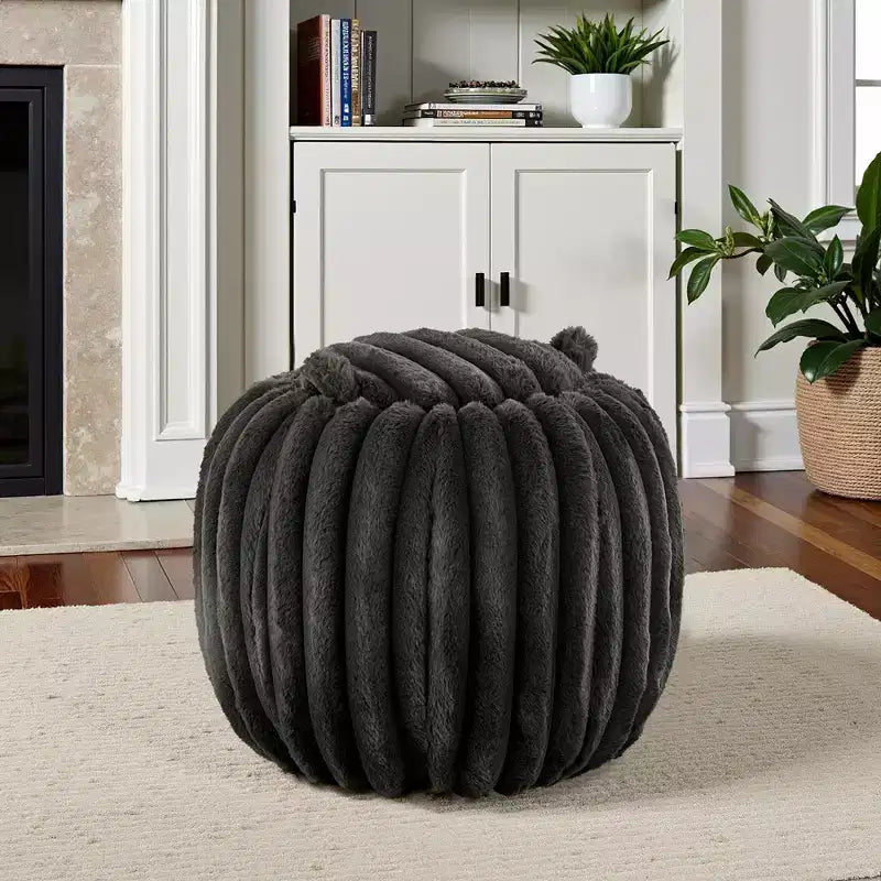 Pouf de rangement en tissu douillet Merced Plush Furry Channel - iNSPIRE Q