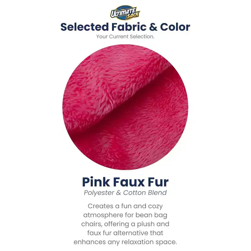 Fauteuil Poire en Mousse Effet Fourrure Rose avec Repose-Pieds, 1 Place