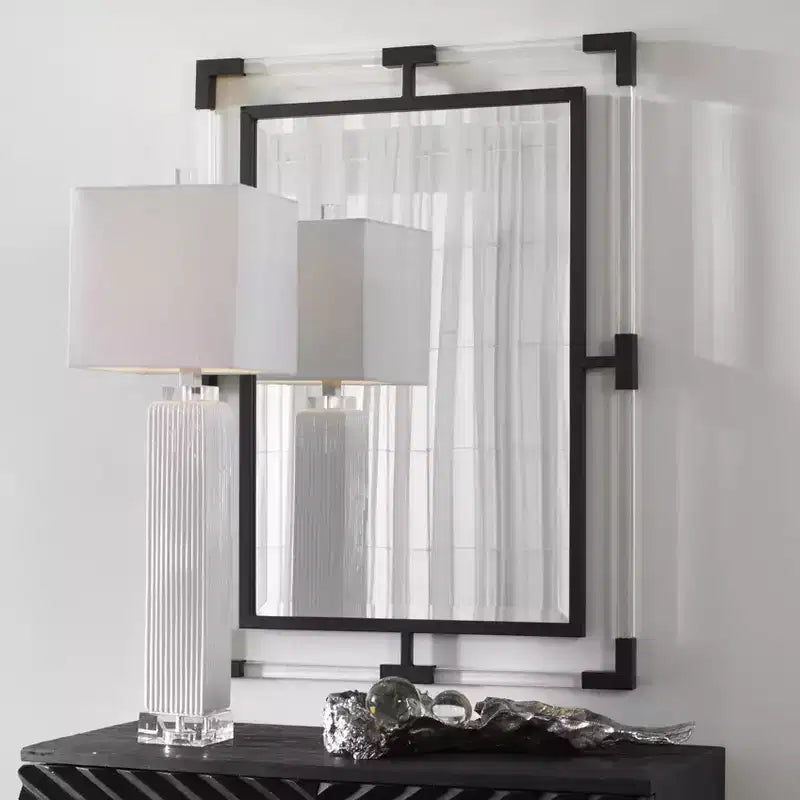 Miroir mural rectangulaire noir mat – Simple, mural