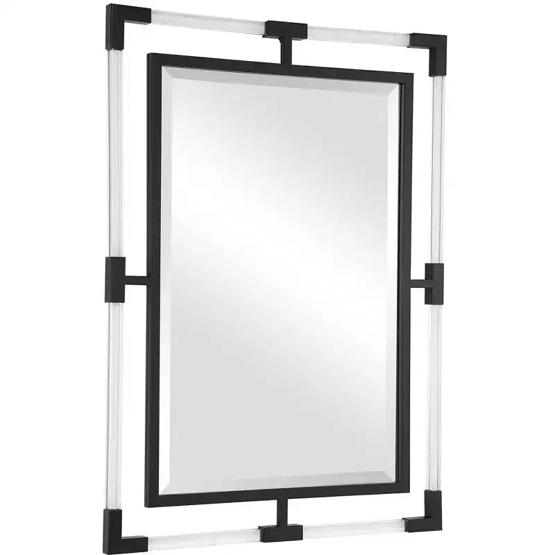 Miroir mural rectangulaire noir mat – Simple, mural