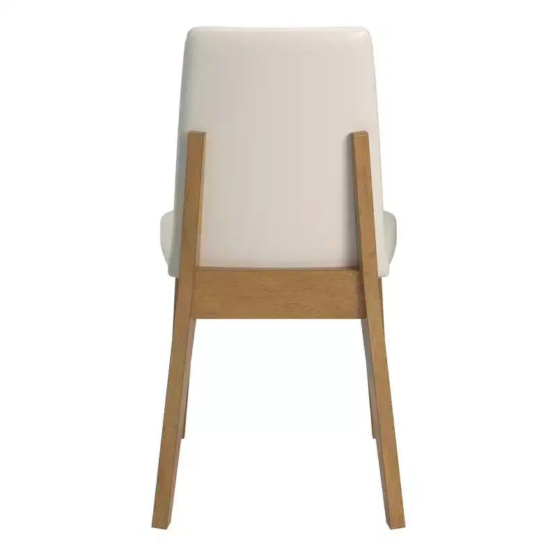 Chaises de salle à manger en cuir végétalien au fini bois, blanches, ensemble de 2