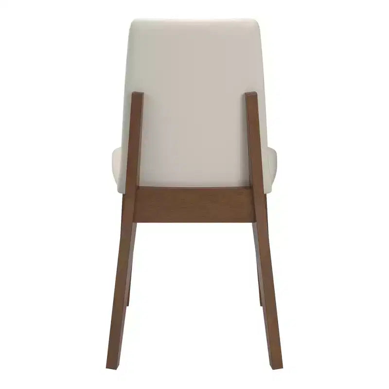 Chaises de salle à manger en cuir végétalien au fini bois, blanches, ensemble de 2