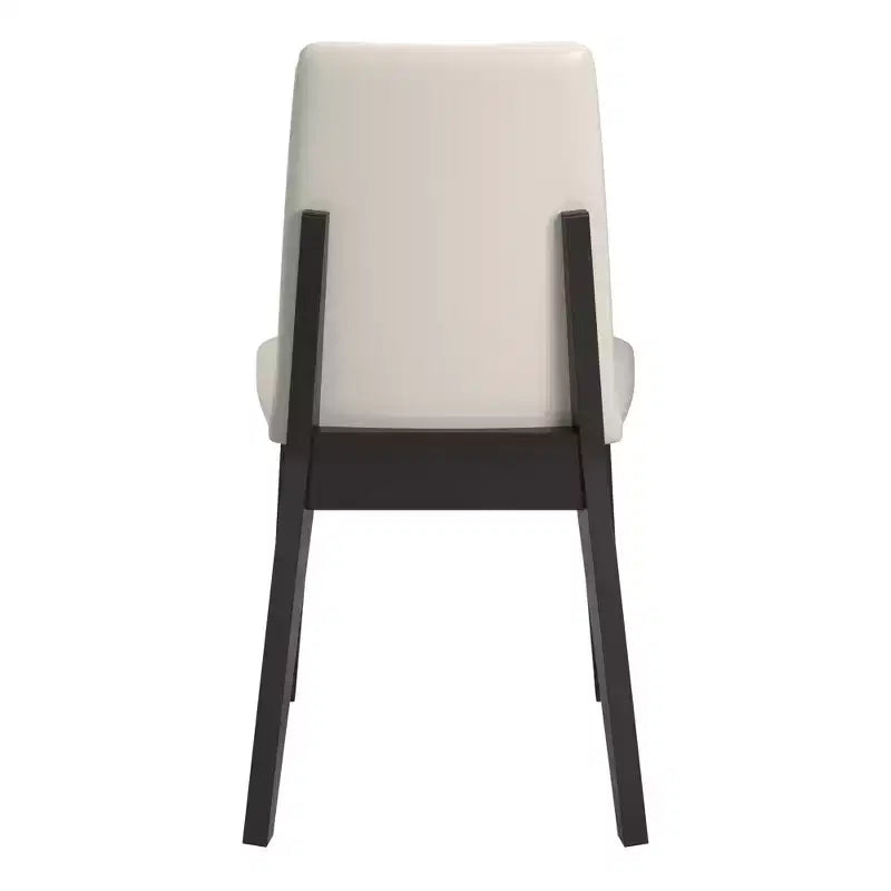 Chaises de salle à manger en cuir végétalien au fini bois, blanches, ensemble de 2