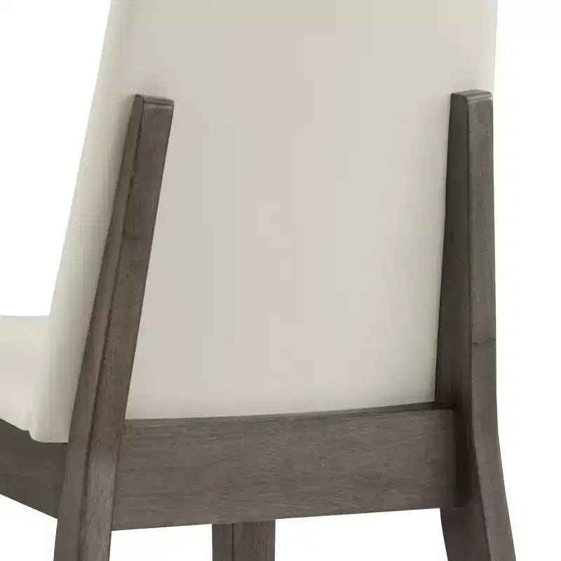 Chaises de salle à manger en cuir végétalien au fini bois, blanches, ensemble de 2