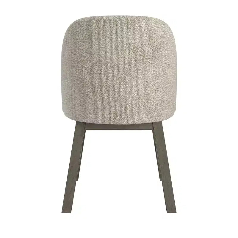 Chaise de salle à manger incurvée à dossier bas, tissu taupe, finition bois, lot de 2