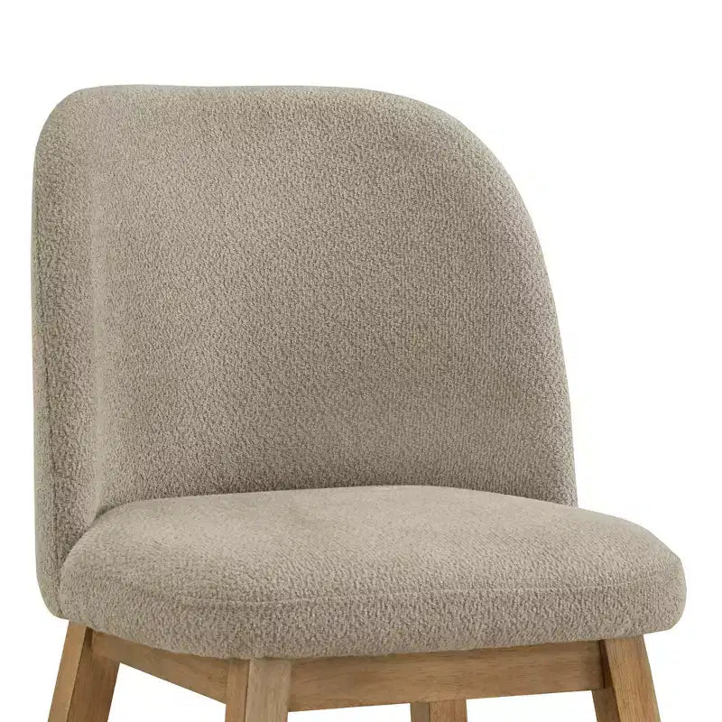 Chaise de salle à manger incurvée à dossier bas, tissu taupe, finition bois, lot de 2