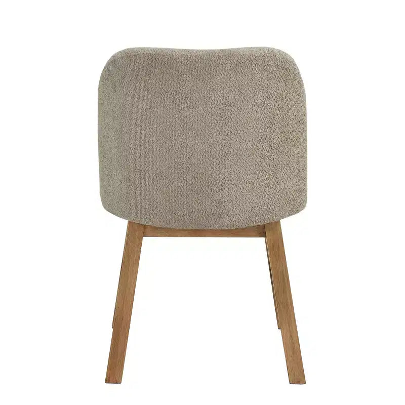 Chaise de salle à manger incurvée à dossier bas, tissu taupe, finition bois, lot de 2