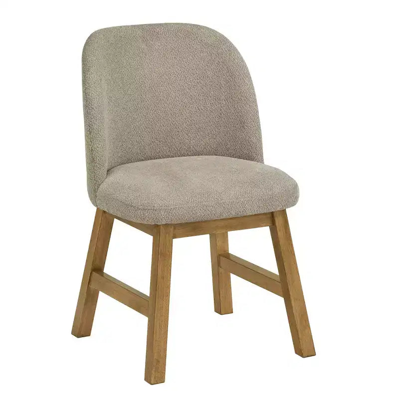 Chaise de salle à manger incurvée à dossier bas, tissu taupe, finition bois, lot de 2
