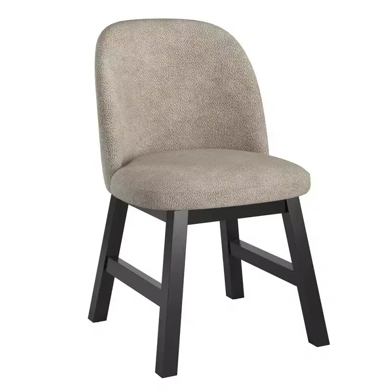 Chaise de salle à manger incurvée à dossier bas, tissu taupe, finition bois, lot de 2