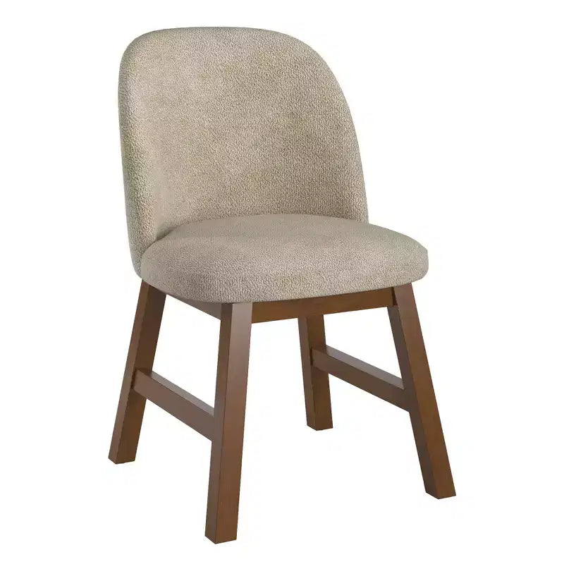 Chaise de salle à manger incurvée à dossier bas, tissu taupe, finition bois, lot de 2