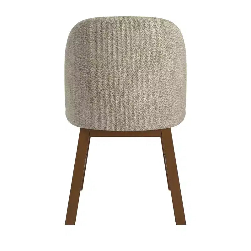 Chaise de salle à manger incurvée à dossier bas, tissu taupe, finition bois, lot de 2