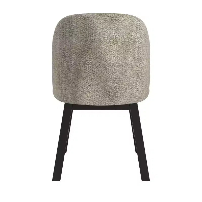 Chaise de salle à manger incurvée à dossier bas, tissu taupe, finition bois, lot de 2