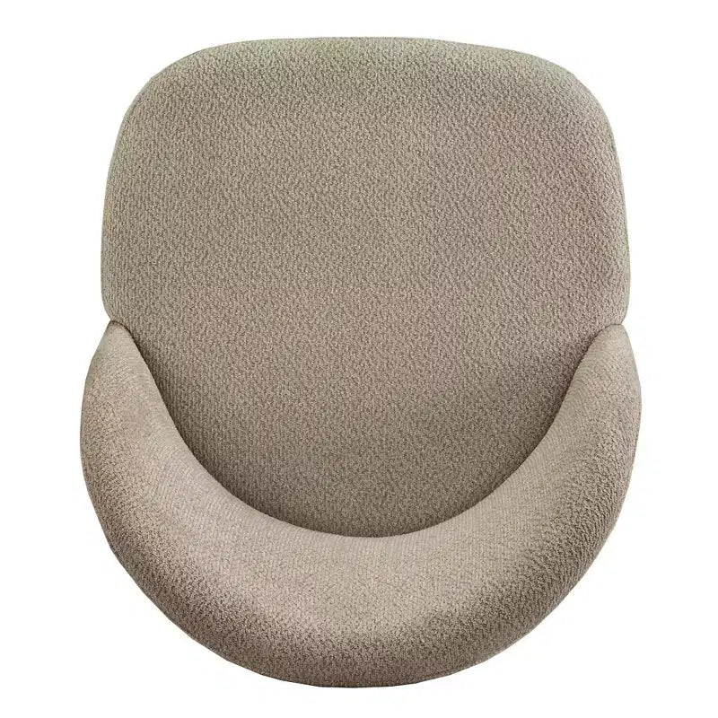 Chaise de salle à manger incurvée à dossier bas, tissu taupe, finition bois, lot de 2