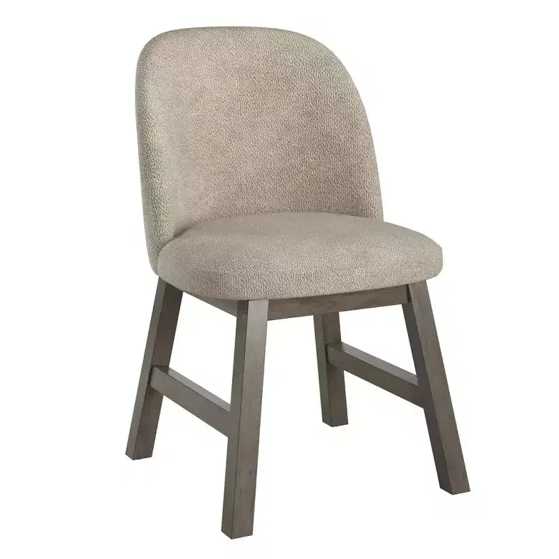 Chaise de salle à manger incurvée à dossier bas, tissu taupe, finition bois, lot de 2